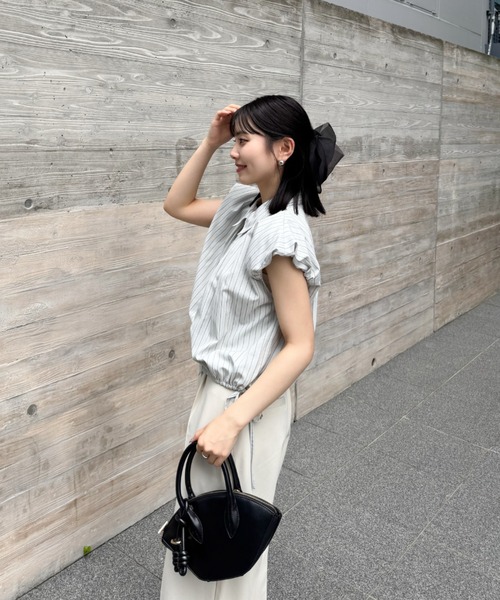 hinari（ヒナリ）の「2wayバルーンシャツ(襟取り外し可能)（シャツ/ブラウス・レディース・ライトブルー/ホワイト・FREE）」の15枚目の写真