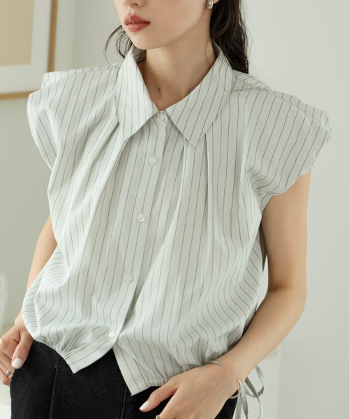 hinari（ヒナリ）の「2wayバルーンシャツ(襟取り外し可能)（シャツ/ブラウス・レディース・ライトブルー/ホワイト・FREE）」の8枚目の写真