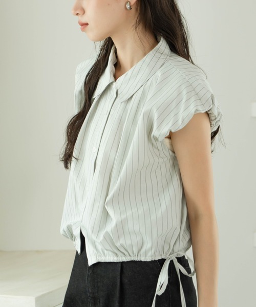 hinari（ヒナリ）の「2wayバルーンシャツ(襟取り外し可能)（シャツ/ブラウス・レディース・ライトブルー/ホワイト・FREE）」の7枚目の写真