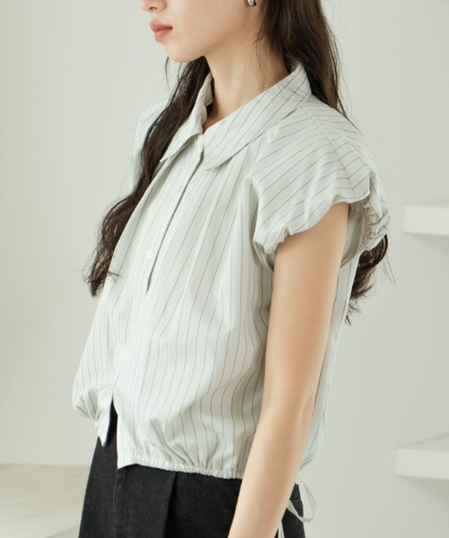 hinari（ヒナリ）の「2wayバルーンシャツ(襟取り外し可能)（シャツ/ブラウス・レディース・ライトブルー/ホワイト・FREE）」の19枚目の写真