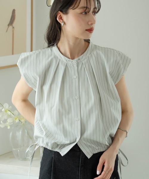 hinari（ヒナリ）の「2wayバルーンシャツ(襟取り外し可能)（シャツ/ブラウス・レディース・ライトブルー/ホワイト・FREE）」の14枚目の写真