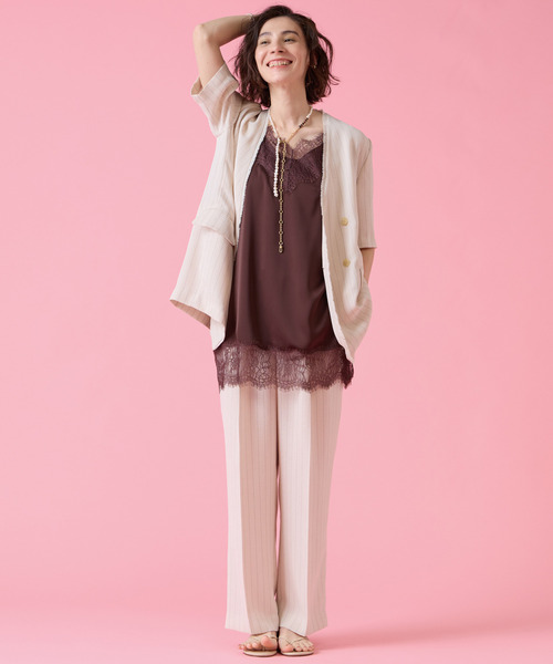 Liesse(リエス)の「麻調タックワイドストレートパンツ(その他パンツ・レディース・ネイビー/アイボリー・2/3)」の9枚目の写真