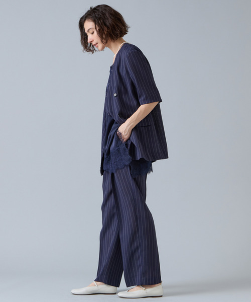 Liesse(リエス)の「麻調タックワイドストレートパンツ(その他パンツ・レディース・ネイビー/アイボリー・2/3)」の15枚目の写真