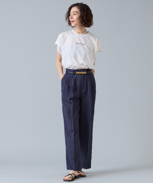 Liesse(リエス)の「麻調タックワイドストレートパンツ(その他パンツ・レディース・ネイビー/アイボリー・2/3)」の17枚目の写真