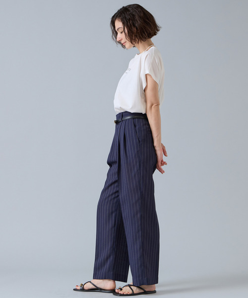 Liesse(リエス)の「麻調タックワイドストレートパンツ(その他パンツ・レディース・ネイビー/アイボリー・2/3)」の18枚目の写真