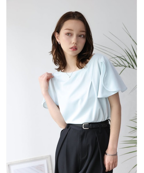 fifth（フィフス）の「【接触冷感】ドレープトップス（Tシャツ/カットソー・レディース・ミント/ネイビー/ホワイト・M）」の4枚目の写真