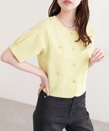 ［美品]PAL'LAS PALACE ノーカラージャケット イエロー ノーカラージャケット（イエロー/黄色系）ファッション通販 - ZOZOTOWN