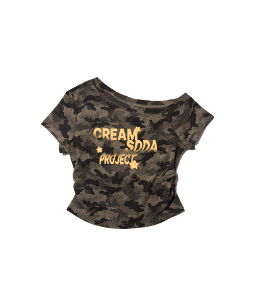 CREAM SODA LAB(クリームソーダラボ)の「カモサイドシェリングワンショルダークロップ半袖Tシャツカーキ(Tシャツ/カットソー・レディース・その他・M(2)/S(1))」の5枚目の写真