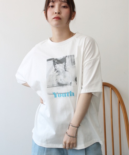 Meli rich（メリーリッチ）の「フォトプリントカラーロゴＴシャツ（Tシャツ/カットソー・レディース・ピンク/ブルー/イエロー/グリーン・FREE）」の3枚目の写真