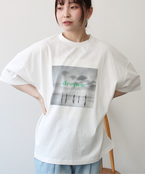 Meli rich（メリーリッチ）の「フォトプリントカラーロゴＴシャツ（Tシャツ/カットソー・レディース・ピンク/ブルー/イエロー/グリーン・FREE）」の2枚目の写真
