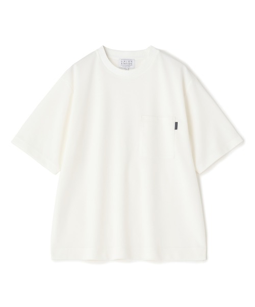 UNION STATION(ユニオンステーション)の「梨地ポンチポケットTシャツ<ストレッチ・マシンウォッシャブル>(Tシャツ/カットソー・メンズ・ブルー/ブラック/ピンク/ホワイト・LL/L/M)」の1枚目の写真