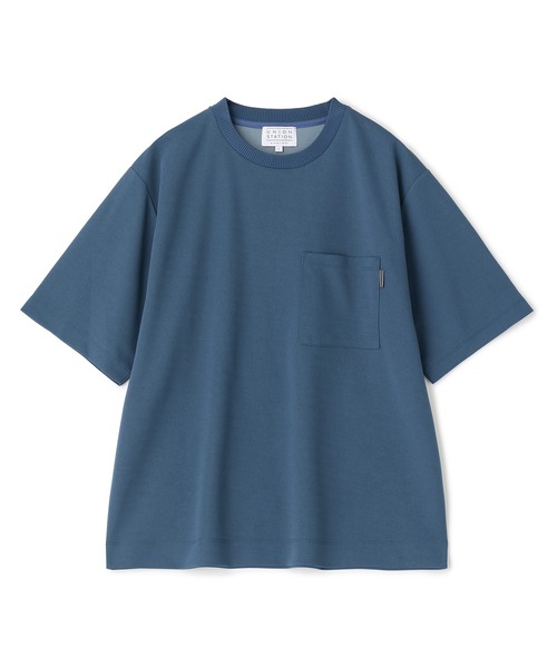 UNION STATION(ユニオンステーション)の「梨地ポンチポケットTシャツ<ストレッチ・マシンウォッシャブル>(Tシャツ/カットソー・メンズ・ブルー/ブラック/ピンク/ホワイト・LL/L/M)」の3枚目の写真