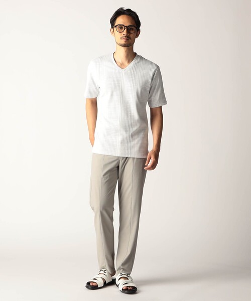 NICOLE CLUB FOR MEN(ニコルクラブフォーメン)の「ブリスターチェックVネック半袖プルオーバー(Tシャツ/カットソー・メンズ・チャコールグレー/ホワイト/その他2/その他3・L/XL/M)」の5枚目の写真