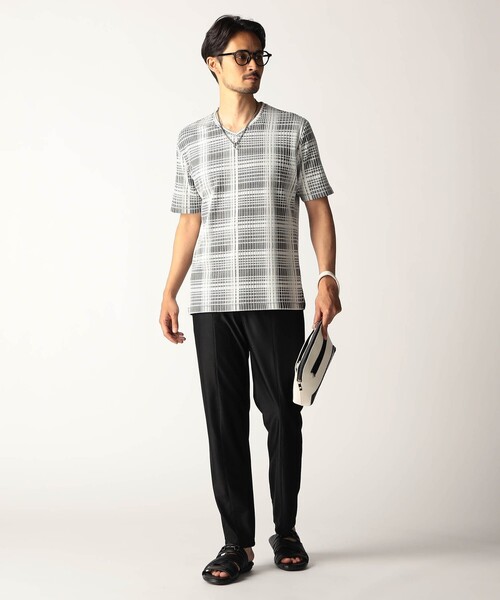 NICOLE CLUB FOR MEN(ニコルクラブフォーメン)の「ブリスターチェックVネック半袖プルオーバー(Tシャツ/カットソー・メンズ・チャコールグレー/ホワイト/その他2/その他3・L/XL/M)」の7枚目の写真