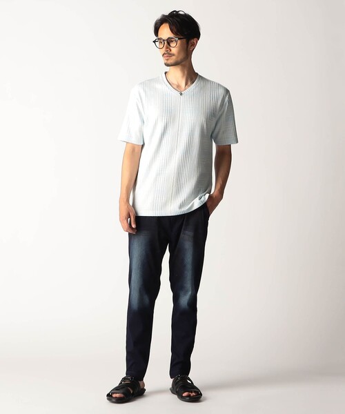 NICOLE CLUB FOR MEN(ニコルクラブフォーメン)の「ブリスターチェックVネック半袖プルオーバー(Tシャツ/カットソー・メンズ・チャコールグレー/ホワイト/その他2/その他3・L/XL/M)」の8枚目の写真