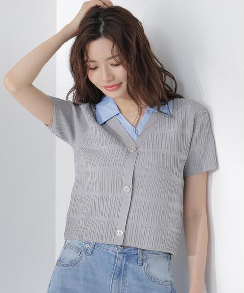 PROPORTION BODY DRESSING(プロポーションボディドレッシング)の「変わり編み襟付きニットトップス / 1216270602(ニット/セーター・レディース・ホワイト/ブラック/グレー系その他・FREE)」の3枚目の写真