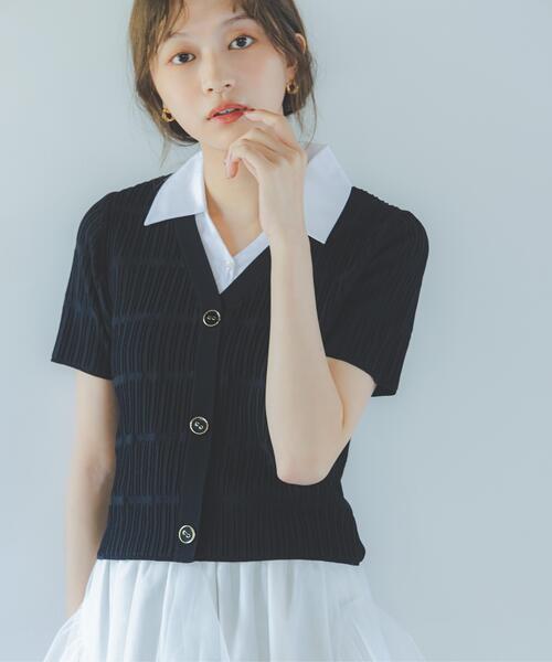 PROPORTION BODY DRESSING(プロポーションボディドレッシング)の「変わり編み襟付きニットトップス / 1216270602(ニット/セーター・レディース・ホワイト/ブラック/グレー系その他・FREE)」の2枚目の写真