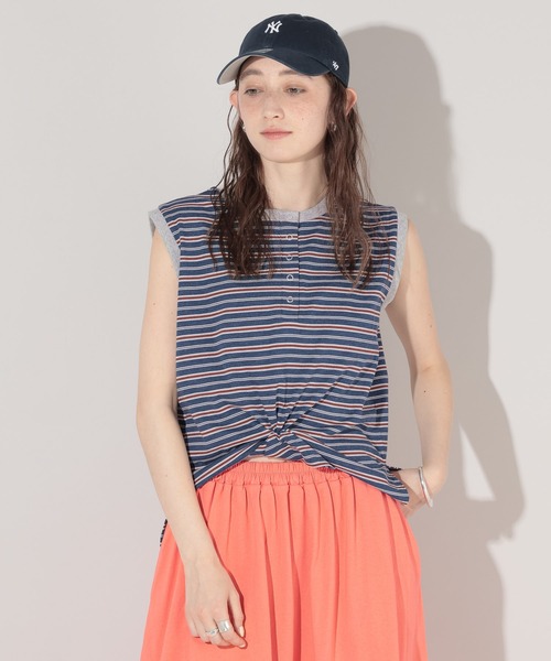 GEORGE'S（ジョージズ）の「2WAYヘンリーノースリーブPO（Tシャツ/カットソー・レディース・オフホワイト/ブラック/ネイビー系/ブルー系その他/イエロー系その他・FREE）」の5枚目の写真