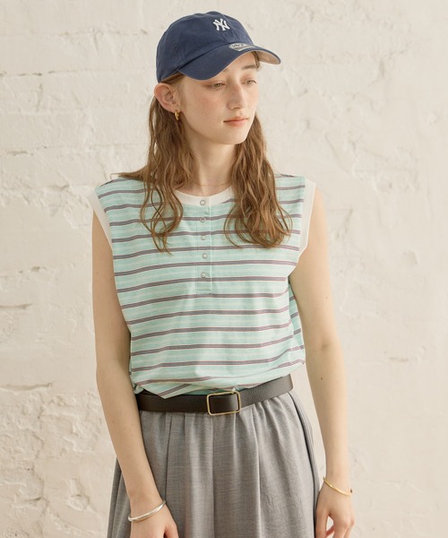 GEORGE'S（ジョージズ）の「2WAYヘンリーノースリーブPO（Tシャツ/カットソー・レディース・オフホワイト/ブラック/ネイビー系/ブルー系その他/イエロー系その他・FREE）」の4枚目の写真