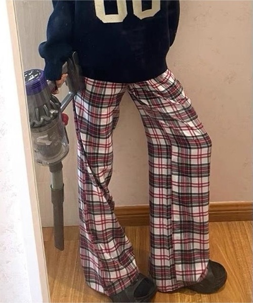 AsheKsha(アシクシャ)の「アメリカンヴィンテージ赤チェック柄ゆったりカジュアルワイドパンツ(その他パンツ・レディース・マルチ・F)」の19枚目の写真