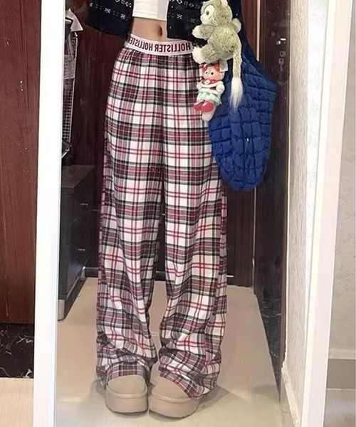 AsheKsha(アシクシャ)の「アメリカンヴィンテージ赤チェック柄ゆったりカジュアルワイドパンツ(その他パンツ・レディース・マルチ・F)」の16枚目の写真