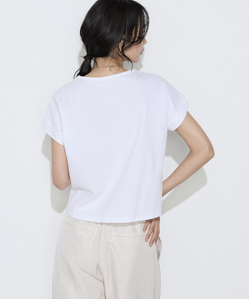 K.T KIYOKO TAKASE(キヨコタカセ)の「〔 TALLサイズ 〕 コットン強撚ポンチ デザインタックシャツ(Tシャツ/カットソー・レディース・シャンパン/ホワイト/ブラウン/サックスブルー・15号/13号)」の10枚目の写真