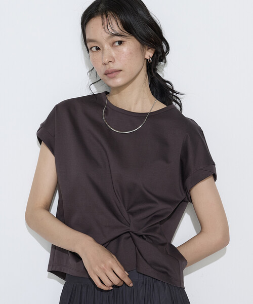 K.T KIYOKO TAKASE(キヨコタカセ)の「〔 TALLサイズ 〕 コットン強撚ポンチ デザインタックシャツ(Tシャツ/カットソー・レディース・シャンパン/ホワイト/ブラウン/サックスブルー・15号/13号)」の14枚目の写真