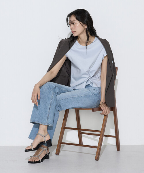 K.T KIYOKO TAKASE(キヨコタカセ)の「〔 TALLサイズ 〕 コットン強撚ポンチ デザインタックシャツ(Tシャツ/カットソー・レディース・シャンパン/ホワイト/ブラウン/サックスブルー・15号/13号)」の18枚目の写真