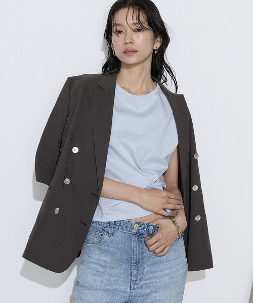 K.T KIYOKO TAKASE(キヨコタカセ)の「〔 TALLサイズ 〕 コットン強撚ポンチ デザインタックシャツ(Tシャツ/カットソー・レディース・シャンパン/ホワイト/ブラウン/サックスブルー・15号/13号)」の20枚目の写真