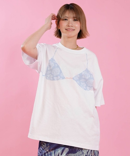 Hula Lani(フララニ)の「HULALANI/フララニ レディース 半袖 Tシャツ ビキニプリント 263HU2ST931(Tシャツ/カットソー・レディース・ホワイト×ピンク/ホワイト×ブルー・FREE)」の2枚目の写真
