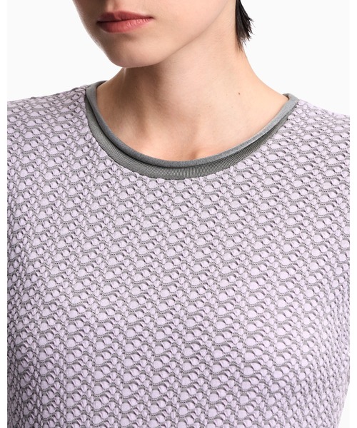 EMPORIO ARMANI(エンポリオアルマーニ)の「【エンポリオ アルマーニ】幾何学模様 クルーネック ジャカード 半袖 ニットトップス(ニット/セーター・レディース・グレー系その他・SMALL/MEDIUM)」の8枚目の写真