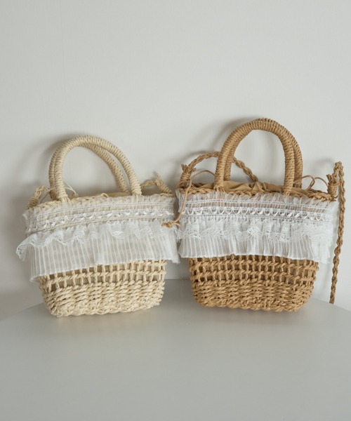 Birthday room(バースデイルーム)の「かごショルダーBAG/Woven Shoulder Bag(ショルダーバッグ・レディース・ベージュ/ブラウン・FREE)」の2枚目の写真