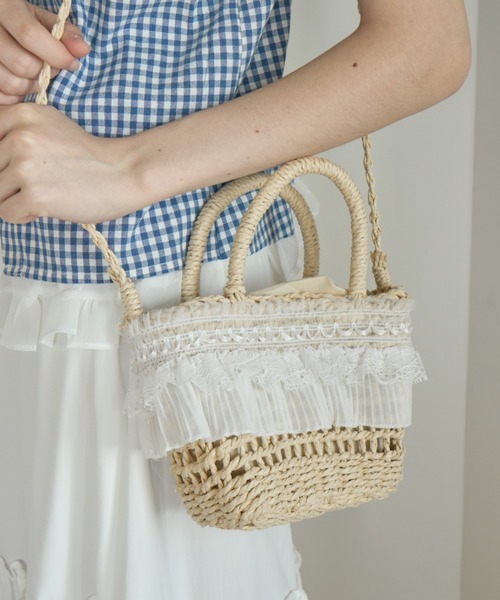 Birthday room(バースデイルーム)の「かごショルダーBAG/Woven Shoulder Bag(ショルダーバッグ・レディース・ベージュ/ブラウン・FREE)」の21枚目の写真