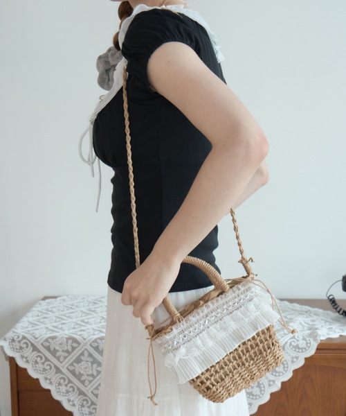Birthday room(バースデイルーム)の「かごショルダーBAG/Woven Shoulder Bag(ショルダーバッグ・レディース・ベージュ/ブラウン・FREE)」の11枚目の写真