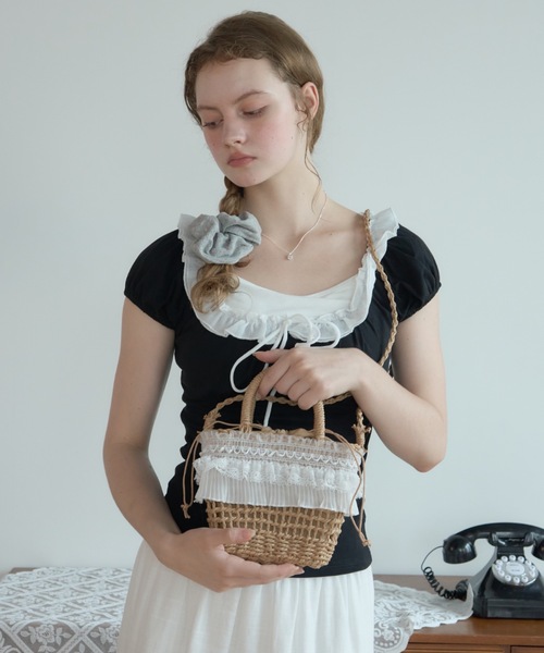 Birthday room(バースデイルーム)の「かごショルダーBAG/Woven Shoulder Bag(ショルダーバッグ・レディース・ベージュ/ブラウン・FREE)」の13枚目の写真