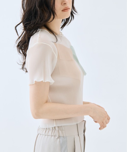 kotohayokozawa(コトハヨコザワ)の「【kotohayokozawa/コトハヨコザワ】《STUDIOUS別注》《WEB限定》シアーラメショートスリーブトップス(Tシャツ/カットソー・レディース・ピンク/ネイビー/ブルー/アイボリー・FREE)」の16枚目の写真