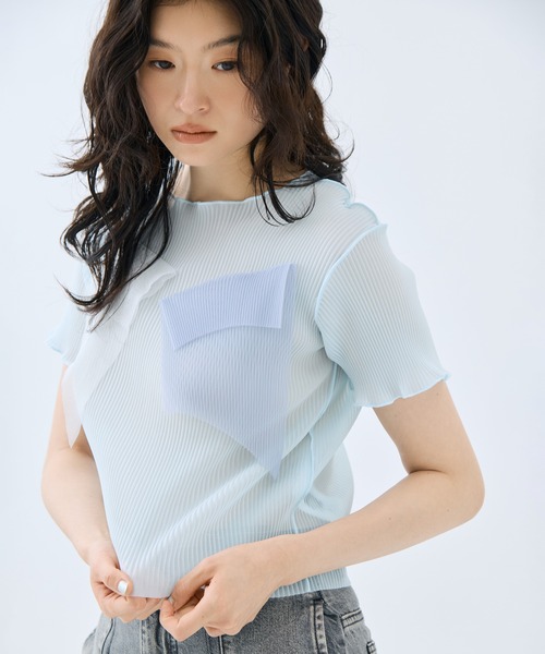 kotohayokozawa(コトハヨコザワ)の「【kotohayokozawa/コトハヨコザワ】《STUDIOUS別注》《WEB限定》シアーラメショートスリーブトップス(Tシャツ/カットソー・レディース・ピンク/ネイビー/ブルー/アイボリー・FREE)」の22枚目の写真