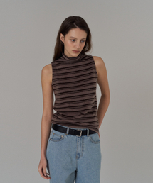 Winter Turtle Sleeveless T_Stripe brown