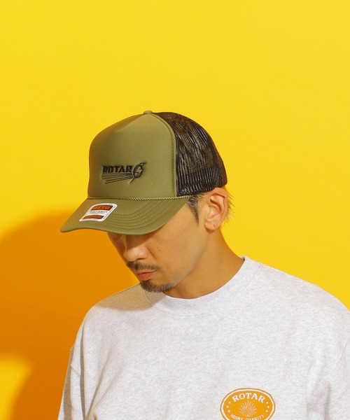 ROTAR(ローター)の「Lightning logo Mesh CAP(キャップ・メンズ・オリーブ×ブラック/ブラック×ゴールド/ブラック×ホワイト/ブラック・FREE)」の4枚目の写真