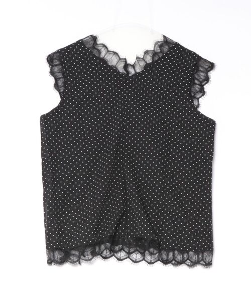 Ritzy(リッツィー)の「ドット柄サテンレースドッキングキャミタンクトップ(タンクトップ・レディース・ブラック・L/M)」の4枚目の写真