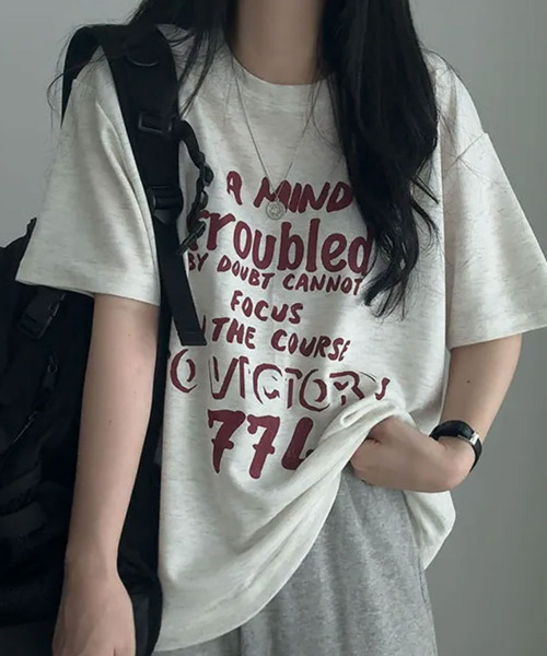 VIVID LADY(ビビッドレディー)の「ヴィンテージロゴ 半袖Tシャツ(Tシャツ/カットソー・レディース・ライトグレー/ライトベージュ/ワイン・FREE)」の4枚目の写真
