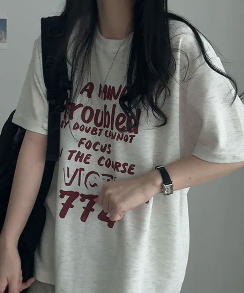 VIVID LADY(ビビッドレディー)の「ヴィンテージロゴ 半袖Tシャツ(Tシャツ/カットソー・レディース・ライトグレー/ライトベージュ/ワイン・FREE)」の7枚目の写真