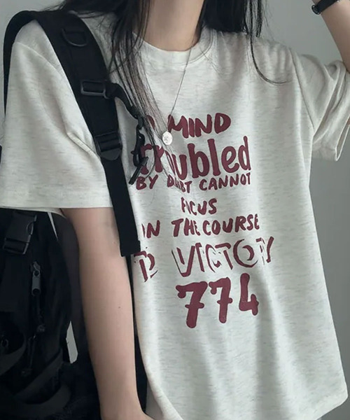 VIVID LADY(ビビッドレディー)の「ヴィンテージロゴ 半袖Tシャツ(Tシャツ/カットソー・レディース・ライトグレー/ライトベージュ/ワイン・FREE)」の8枚目の写真