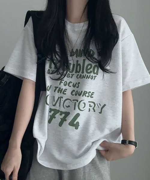 VIVID LADY(ビビッドレディー)の「ヴィンテージロゴ 半袖Tシャツ(Tシャツ/カットソー・レディース・ライトグレー/ライトベージュ/ワイン・FREE)」の13枚目の写真