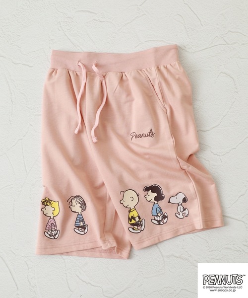 PEANUTS（ピーナッツ）の「PEANUTS WALK柄ミニ裏毛ハーフパンツ（その他パンツ・メンズ・チャコール/ピンクベージュ/オートミール・L/M/LL）」の3枚目の写真