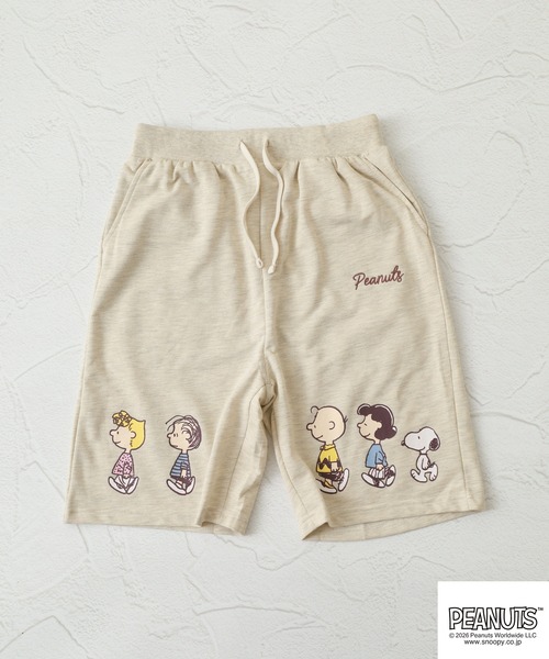 PEANUTS（ピーナッツ）の「PEANUTS WALK柄ミニ裏毛ハーフパンツ（その他パンツ・メンズ・チャコール/ピンクベージュ/オートミール・L/M/LL）」の6枚目の写真