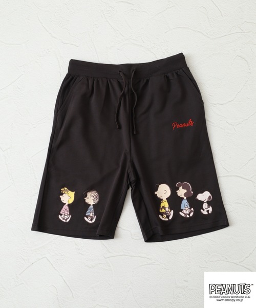 PEANUTS（ピーナッツ）の「PEANUTS WALK柄ミニ裏毛ハーフパンツ（その他パンツ・メンズ・チャコール/ピンクベージュ/オートミール・L/M/LL）」の4枚目の写真