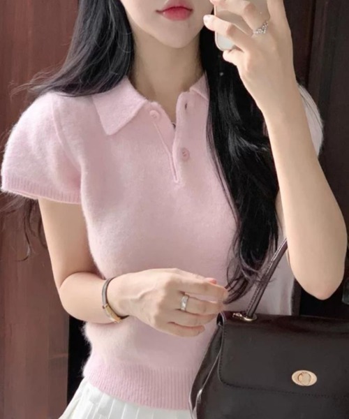 semplice（センプリチェ）の「ポロシャツ【韓国ファッション】（ポロシャツ・レディース・イエロー/ピンク/グリーン/グレー・F）」の8枚目の写真