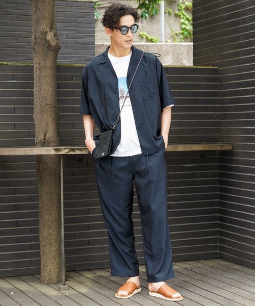 BAYFLOW（ベイフロー）の「【接触冷感】クールヘザーブラッシュシャツ[セットアップ可]（シャツ/ブラウス・メンズ・ネイビー/ブラウン系その他・MEDIUM/LARGE）」の6枚目の写真