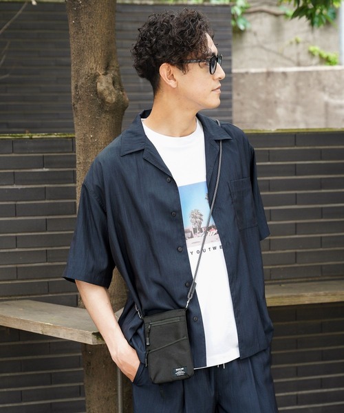 BAYFLOW（ベイフロー）の「【接触冷感】クールヘザーブラッシュシャツ[セットアップ可]（シャツ/ブラウス・メンズ・ネイビー/ブラウン系その他・MEDIUM/LARGE）」の8枚目の写真